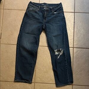 Old Navy Women's Distressed Blue Boyfriend Jeans